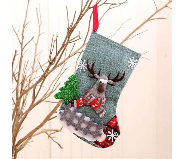 Christmas Stockings Treat Bags for Holiday Decoration (GREY)
